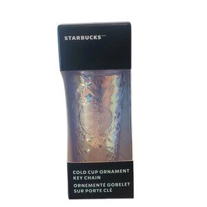 Starbucks Holiday Diamond Iridescent Cold Cup Christmas Ornament Keychain